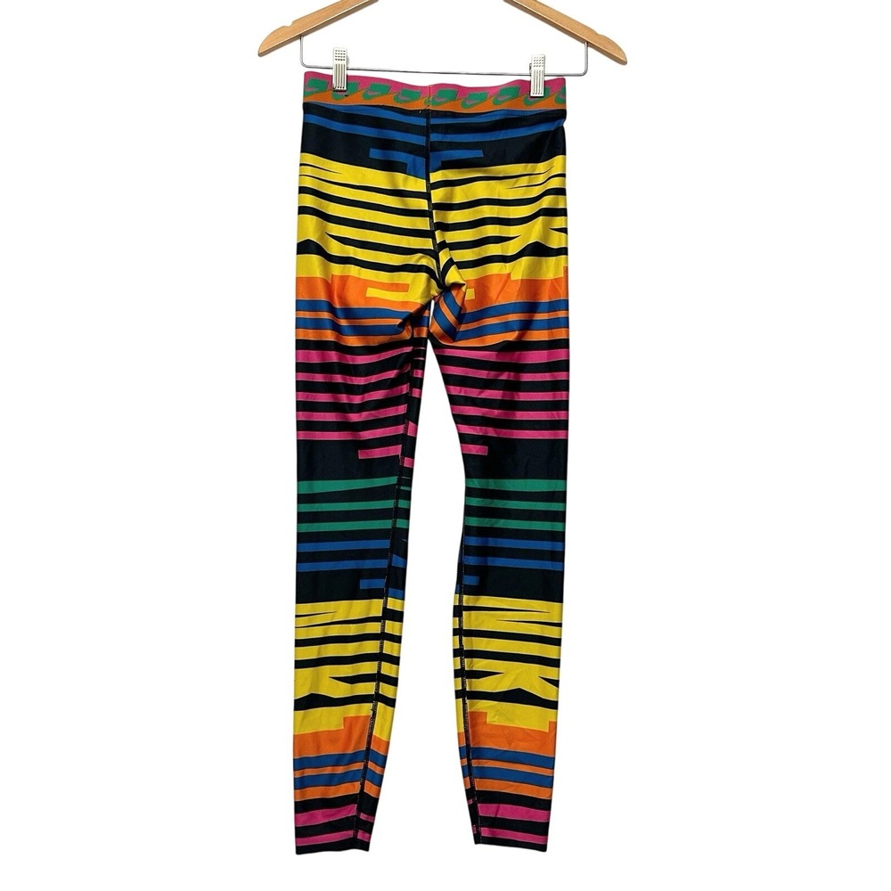 Nike Pro HyperWarm Leggings XS Multicolor Striped Graphic Retro 80s Rainbow pant - Picture 6 of 10